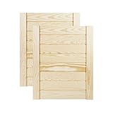 DecoMeister Lamellentüren Holz 2er Pack 394x474 mm | Holztür aus massiver Kiefer mit fühlbarer Struktur | Möbelfronten für individuelle Renovierung | Lamellentür für Schrank oder Garderobe | Natur