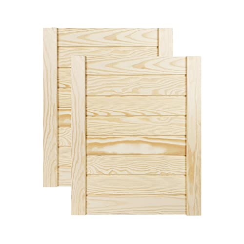 DecoMeister Lamellentüren Holz 2er Pack 394x474 mm | Holztür aus massiver Kiefer mit fühlbarer Struktur | Möbelfronten für individuelle Renovierung | Lamellentür für Schrank oder Garderobe | Natur