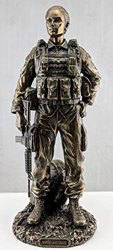 VERONESE DESIGN 11 5/8 Inch Female Soldier Statue Military Gifts Cold Cast Resin Bronze Finish Sculpture - Thumbnail 6