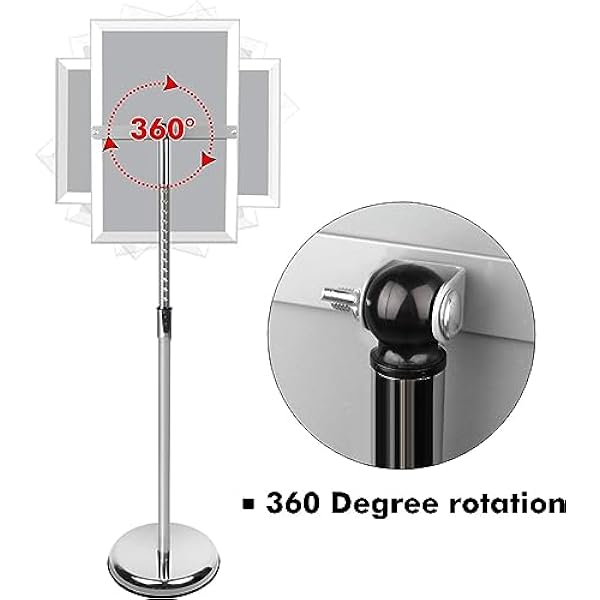 Menu Display Notice Stand,A3 Poster Stand Vloerstaande Sign Holder Snap Frame Verstelbare Aluminium Sign Stand, voor Bruiloft/Business Activiteiten Display A3 zilver