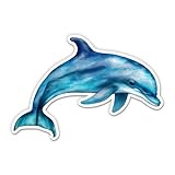 Dolphin Pretty Blue Ocean Florida Vacation Vinyl Sticker - for Water Bottle Phone Car Tumbler Laptop - Waterproof - 3'