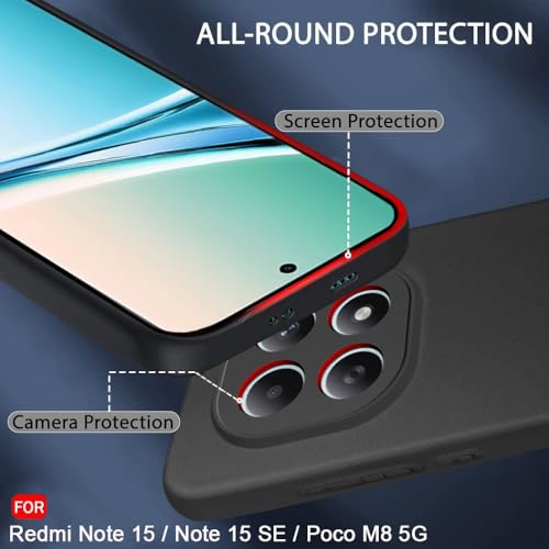 Image of TheGiftKart Sleek Back Cover Case for Mi Redmi Note 15 / Note 15 SE /Poco M8 5G | Slim Fit Protective Design | Ultra Matte Finish | Camera Protection Bump | Soft Silicon Cover Case (Silicone, Black)