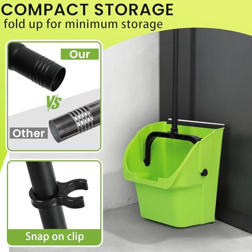 Image of (3PK) Commercial Jumbo Heavy Duty Stand Up Debris Pan, Large Lobby Dustpan with Long Handle, Scooper for Outdoor Leaves Cleaning, Courtyards /Garage /Sidewalks-Professional Grade