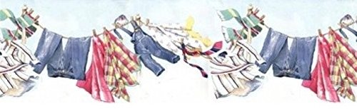 Wallpaper Border Laundry Room Clothes Line Clothesline Die Cut Bottom Edge