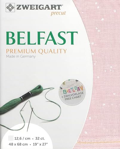 Image of Wizardi Belfast Splash 32 Count Powder Pink Splash 3609 /4279. Needlework Canvas, Cross-Stitch Fabric, Embroidery Cloth, Needlepoint Canvas. 100% Linen. Precut Zweigart