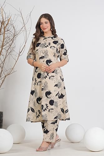 Image of rytras Women Pure Cotton Printed Ethnic Wear A-Line Kurta Set with Palazzo Pants