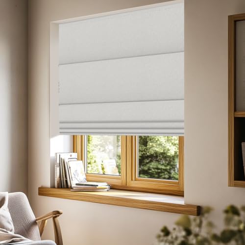 PQRSHADE Blackout Roman Shades for Interior Windows, Room Darkening Heat Blocking Custom Roman Blinds for French Door Window,46
