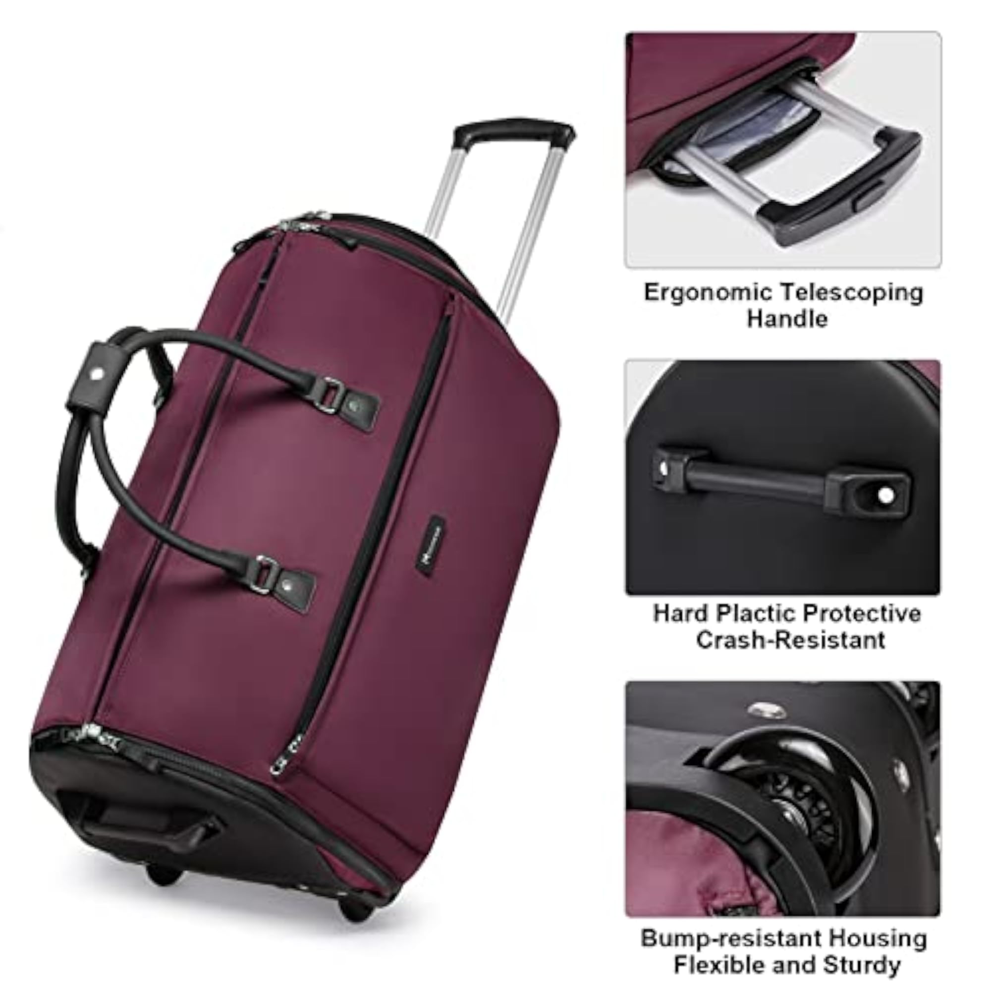 Large Rolling Garment Duffle Bag with Wheels