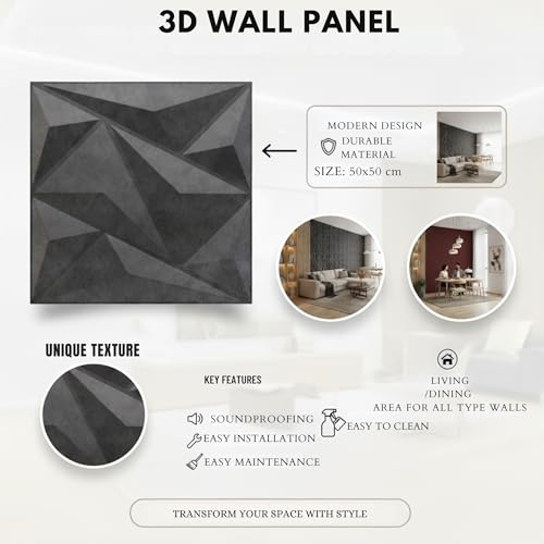Image of Kayra Decor 3D PVC Wall Panel Alps Design Nexa Gray Color 19.7 inch x 19.7 inch (Pack of 40) - Covers 107.80 Sq. Ft.