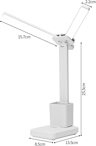 Miniatura 9 de Lámpara de escritorio recargable, pequeña luz de escritorio con 3 temperaturas de color y atenuación continua, lámpara de mesa alimentada por