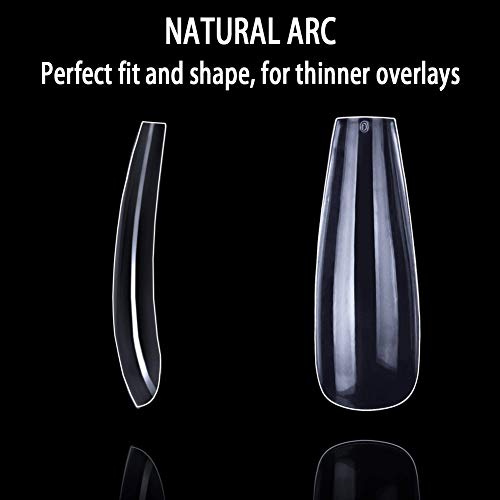 500 Stück Acryl Falsche Künstliche Nägel Tips, Transparent Kunst Gefälschte Nägel Tipps Fake Coffin Nail Tips für Damen – Bild 5