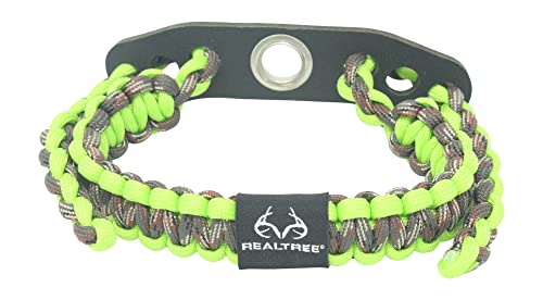 Ten Point Gear Realtree® Paracord Archery Bow Wrist Sling - 100% Full Grain Leather 550 Paracord (Flo Green Camo)