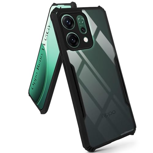 Image of Jkobi Back Cover Case for Oppo Reno14 5G | Oppo Reno 14 5G (Shockproof with Polycarbonate Clear Panel | Professional Black)