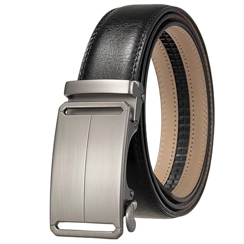 Men 3.5Cm Width Genuine Leather Belt Solid Automatic Buckle Mens Dress Suit Belts Style 13 115CM