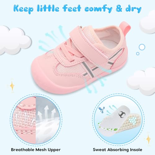 Image of Scurtain Baby Shoes Boy Girl First Walking Shoe Infant Crib Breathable Sneakers Lightweight Barefoot Shoes for Babies