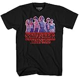 Stranger Things Group Cast Eleven Logo Adult T-Shirt(3XL, Black)
