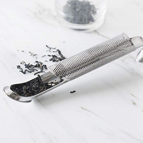 Stainless Steel British Tea Strainer - Cylindrical Mesh Tea Filter, Long Handle Interval Tea Infusers, Mobile Loose Leaf Tea Spoon. #TOP1