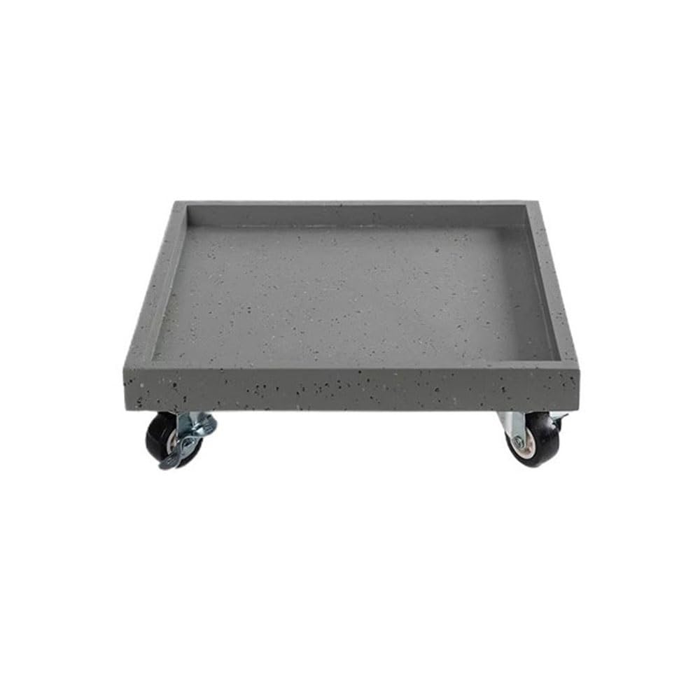 Prettiee plant dish saucer Imitation Granite Movable with Wheels Flower Pot Drip Tray, Square Synthetic Plant Resin Saucer (Gris XS)