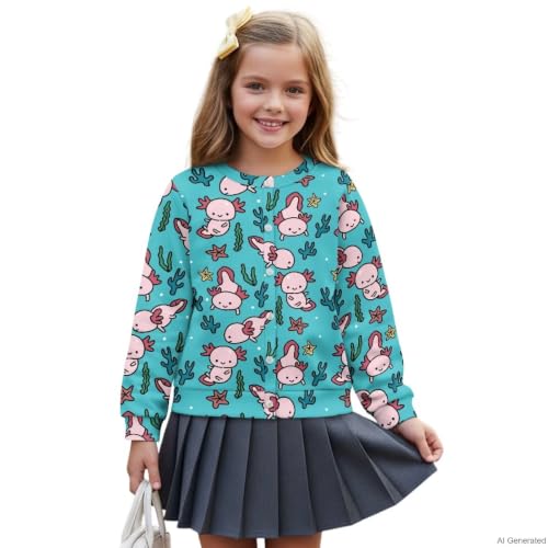 Image of Girls Cardigans Sweater Long Sleeve Crew Neck Button Down Sweaters School Outerwear for Kids Fall Winter Tops