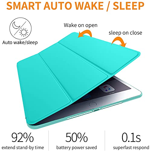 Image of DuraSafe Cases for iPad 9.7 Inch 5 /6 [iPad 5th 6th Gen ] A1893 A1954 A1822 A1823 MRJN2HN /A MR7G2HN /A MR7F2HN /A MP2F2HN /A Smart Trifold Lightweight Soft Silicone TPU Back Case - Green