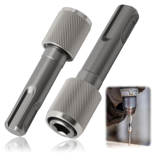 2PCS SDS Drill Bit Adapters, 6.35mm 1/4 Inch Hex Socket Drill Holder Converter SDS Socket Adaptor Set Round Shank to Hexagonal Shank Quick Change Conversion Tool for Power Drills Hammer Drills
