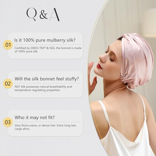 ZIMASILK 22Momme 100% Mulberry Silk Sleep Cap for Women Hair Care,Silk Bonnet,1 Pack