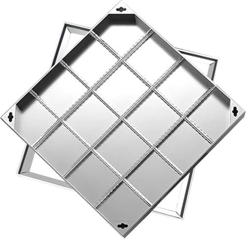 CucCe Tapa de registro invisible y marco Tapa y marco de registro ocultos de acero inoxidable: tapa empotrada de alta resistencia for patios y fosas sépticas.(700x700x50mm)