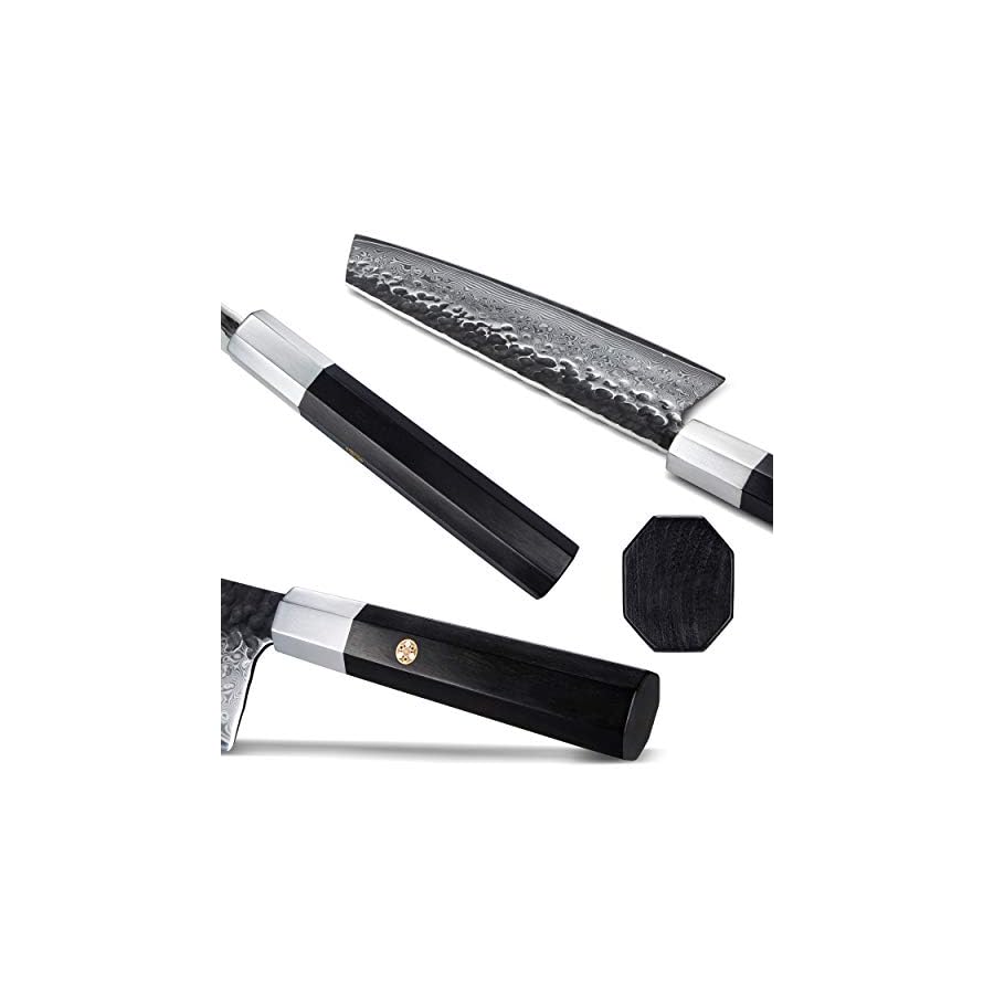 MSY BIGSUNNY 8.3" Forged Damascus Steel Cleaver Knife - Asian Vegetable Knife Nakiri Knife - Octagonal Sandalwood Handle