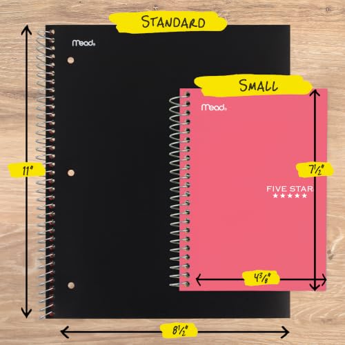Image of Five Star Spiral Notebook, 1 Subject, College Ruled Paper, 4-3 /8 inch x 7 inch, Small Size, 80 Sheets, Fights Ink Bleed, Water Resistant Cover, Prom Pink (450048R)