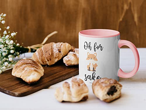 Stuff4 Oh for Fox Sake Mug 11oz Ceramic Dishwasher Safe Premium Pink Handle Mugs Fox Gifts - Image 2