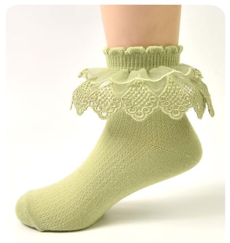 Girls Ruffle Socks Double Lace Frilly Dress Ankle Socks Cotton Turn Cuff Socks for Toddler Little Girls 6Pack3