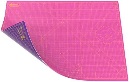 ANSIO Craft Cutting Mat Self Healing A2 Double Sided 5 Layers - Quilting, Sewing, Scrapbooking, Fabric & Papercraft - Imperial/Metric 22.5 Inch x 17 Inch / 59cm x 44cm - Royal Purple/Carnation Pink