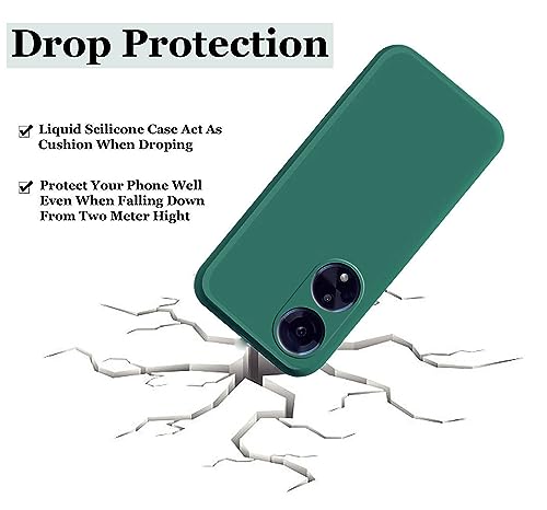 Image of A rtistque Liquid Silicone Back Cover Case for Oppo F23 5G Shockproof TPU Soft Flexible with Camera Protection - Green