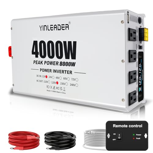 Image of 4000W Power Inverter 12V to 110V/120V, Solar Inverter Remote for RV Camping Off-Grid Solar Inverter Systems