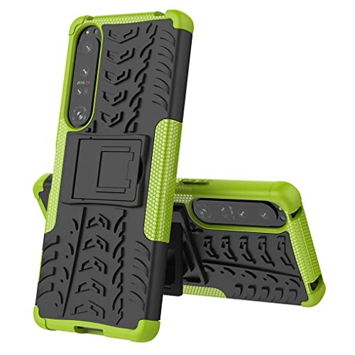 SEAHAI Case for Sony Xperia 1 IV, Heavy Duty Hard Tough Detachable Dual Layer Hybrid Shockproof Cover, with Foldable Hidden Form Bracket - Green