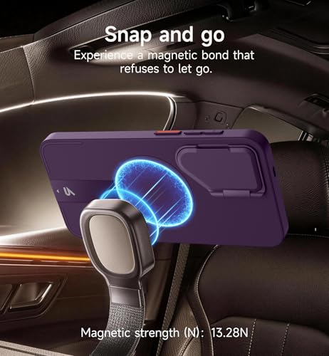 Image of SURITCH for Samsung Galaxy S24 Plus Phone Case, Magnetic Protective Cover with Camera Cover & Adjustable Metal Kickstand for Galaxy S24 Plus (2024)-Dark Purple