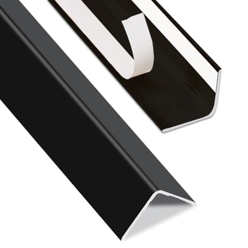 QDYMXUN Aluminum Self Adhesive Wall Corner Guards, Peel and Stick L-Shaped Metal Protector Strips for Door Frame, Furniture Edge and Home Protection (Matte Black, 2pcs x 35''L x 0.8''W)