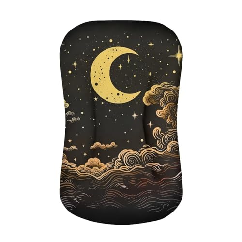 Tongluoye Moon and Star Baby Lounger Cover 0-24 Months Soft Stretchy Newborn Lounger Cover Snug Fitted Removable Slipcover for Infant Padded Lounger Baby Nest Case 31.5in x 21.3in Black