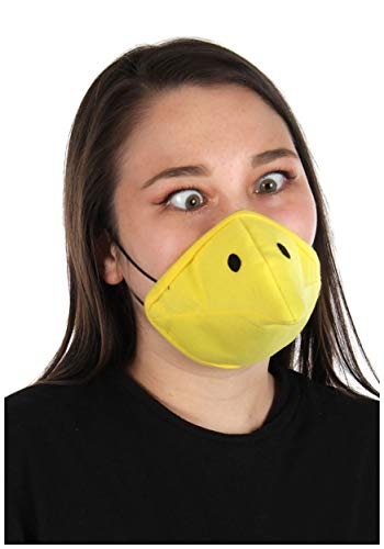 elope Chicken Face Mask for Adults - Soft Flannel with Elastic Ear Loops - Yellow