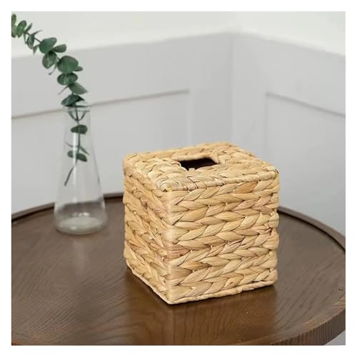 Boîte à mouchoirs en jacinthe d'eau tressée pour table basse rustique - 5