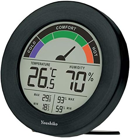 Youshiko Large LCD Digital Thermo-Hygrometer, Indoor Weather Thermometer Hygrometer Gauge, Monitor Temperature Humidity Meter for Home Office Comfort, Min / Max Records ( 24 Hour Auto Reset )