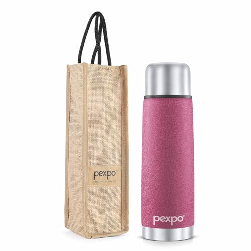 Pexpo Flexo|ISI Certified|Vacuum Insulated Hot & Cold Stainless Steel Flask with Jute Bag- 750ml Pink |Steel Bottle|Thermoflask|Leak Proof|Travelling|School & Trekking|Office|Men, Women & Kids (B0CTFHQDPT) Amazon Price History, Amazon Price Tracker