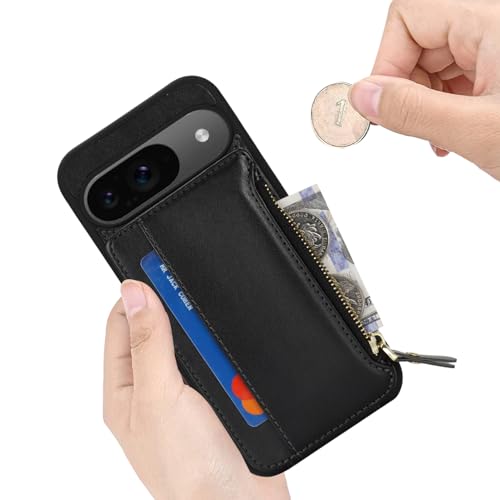 Image of Cavor for Google Pixel 9 /9 Pro Case Wallet with Card Holder, Black