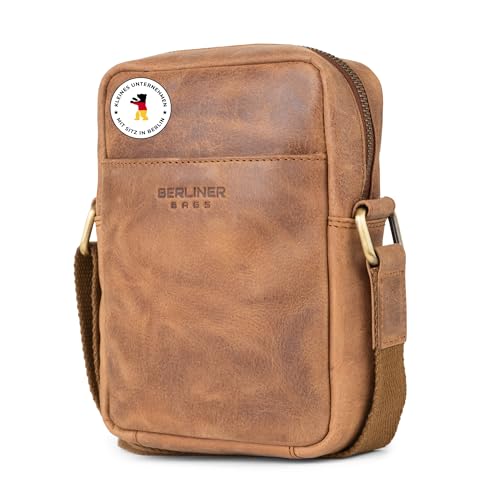 Berliner Bags Vintage Umhängetasche Tom, Schultertasche aus Leder, Männerhandtasche und Crossbody für Herren – Braun