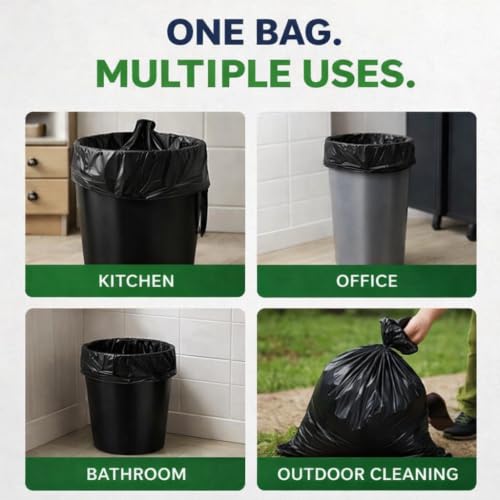 Image of Garbage Bags | Medium| 60 Bags | 30 Bags X 2 Rolls| Black