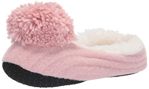 HUE womens Pom Pom Ribbed Shue Slipper Socks, Buff Pink, 5 6 US