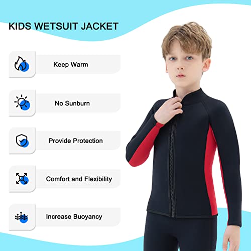 Chaqueta y Pantalones de Neopreno para Niños de 3mm, Traje de Agua para Natación, Surf, Buceo y Snorkel para Niños y Jóvenes (Tops 6, Pantalones 6) miniatura 3