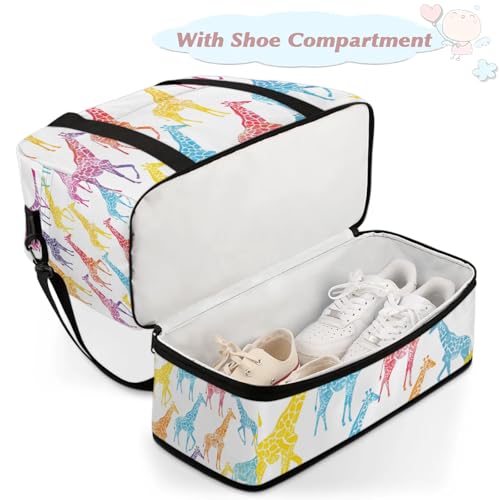 Large Weekender Overnight Bags Travel Duffel Bag for Women Men Animal Cute Colorful Deer Gym Bag With Shoe Compartment Foldie Travel Tote Bag Carry On Personal Item Bag for Travel Gym Sports4