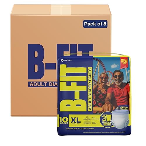 B-Fit Regular Adult Diaper XL Size Pants | 80 Count (Extra Large) | Waist 30-56 inch | Unisex | Leakproof | Even Absorption | Long Protection hours | Brief-Like Fit & Soft Elastic Waist