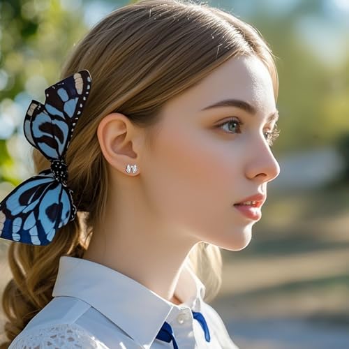 SLUYNZ Solid 925 Sterling Silver CZ Bow Post Earrings Studs for Women Teens Cute Bowknot Stud Earrings2